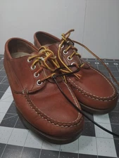 L.L. Bean Men’s Brown Leather Camp Moc Shoes Size 8 M Casual Boat Loafers