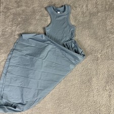Old Navy Women's Racerback Maxi Dress XL Blue Mixed Fabric Pockets Lightweight