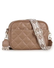 Quilted Crossbody Purse for Women, Vegan Leather Bag with Shoulder Brown