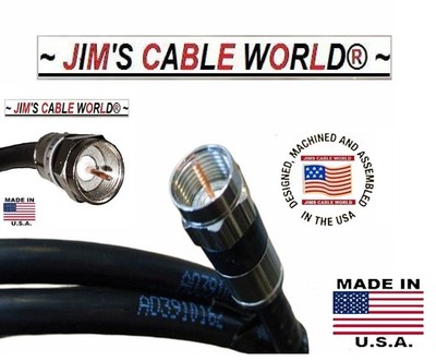 JIMSCABLEWORLD 15 Ft Digital HD Quality Black 75Ω Tri-Shield RG~6 Coaxial Cable