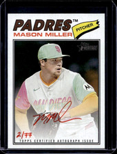 Mason Miller 2026 Topps Heritage Real One Red Ink On-Card AUTO #D 2/77