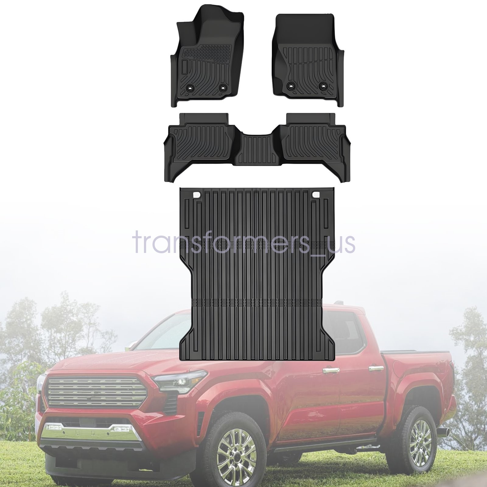 TPE Floor Mats Liners & Trunk Cargo Bed 5Ft For 2024-26 Toyota Tacoma Double Cab