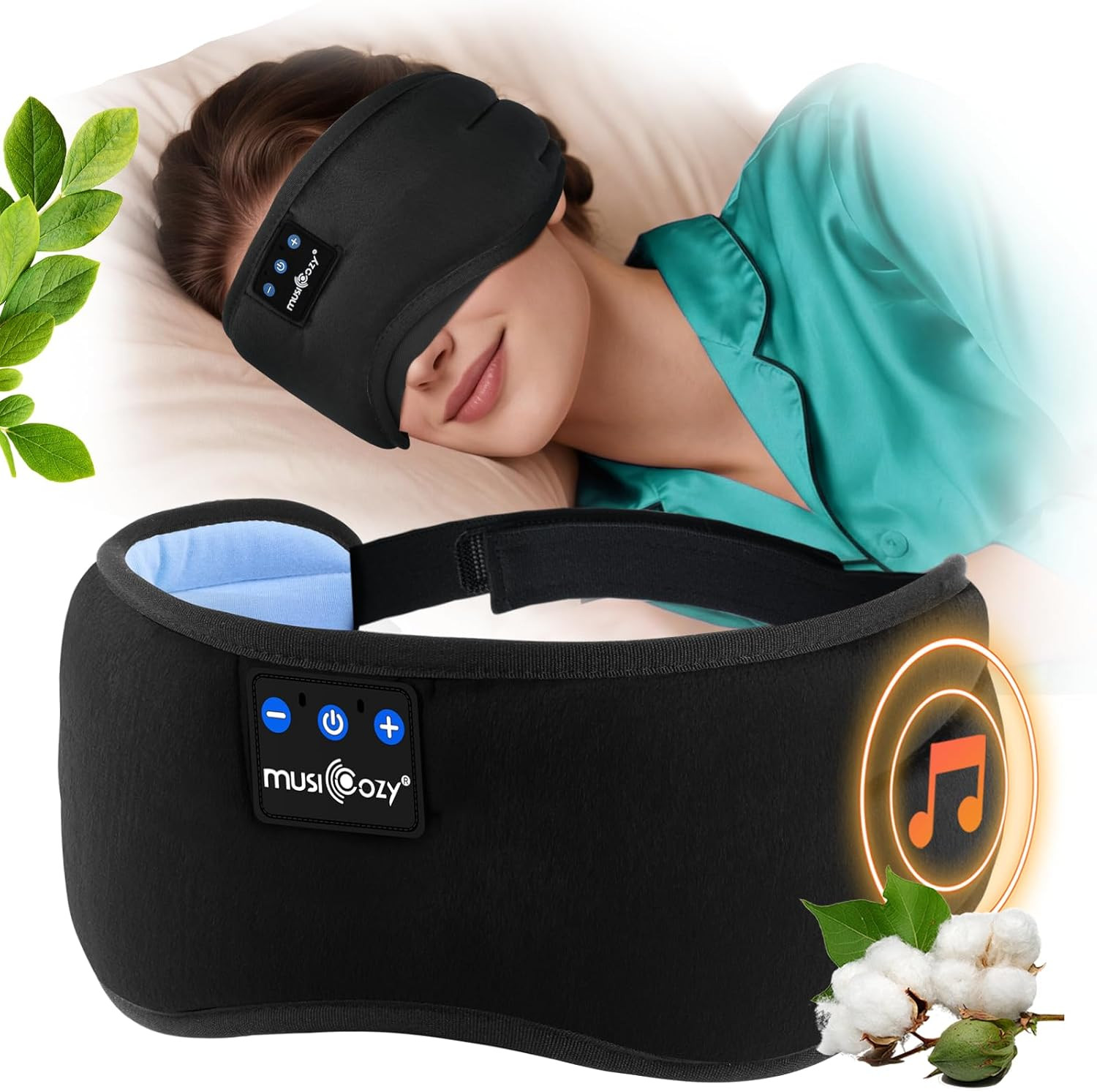 Sleep Mask Headphones, Soft Breathable Bluetooth Sleep Mask, 100% Blackout Eye M