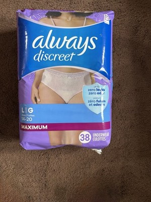 Always discreet Maximum Protection Underwear Size Large/38 count