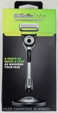 Gilette Labs Mens Razor With Exfoliating Bar 1 Razor 1 Razor Stand 2 Cartridges