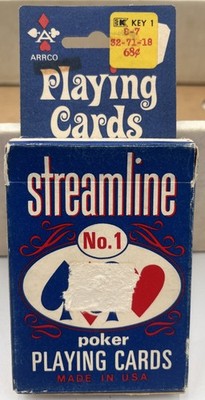 VTG Blue Streamline Playing Cards ARRCO No. 1 Poker Deck Opened Plastic Coated