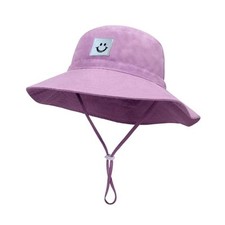 Baby Sun Hat Smiling Face UPF 50 Beach Toddler Bucket Hat 0-6 Months Purple