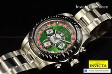 Invicta Speedway Roulette Casino Chronograph GMT Quartz Green Dial Men's Watch