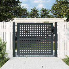 Garden Gate Anthracite Steel 105x125cm Lockable Wire Mesh Entry Gate with Posts