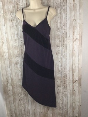 Vtg Y2K Rampage Asymmetrical Dark Purple Strappy Velvet Stripe Goth Witchy M USA