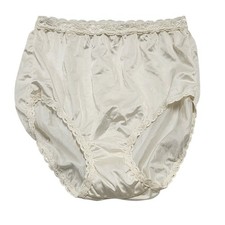 Vintage Walmart Wal Mart Nylon Briefs Panties Lace Trim Cream Retro Lingerie M