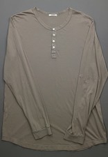 Buck Mason Henley Shirt Mens XL Gray Long Sleeve USA Made Cotton Long Sleeve