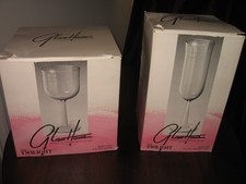 Vintage 1980s Wheaton Twilight FROST STEM (4) CHAMPAGNE & (4) WINE Glasses USA