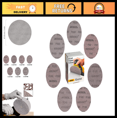 #ad 5quot; Sanding Discs Assorted Grits 80 600 Hook amp; Loop Mesh Discs for Dust Free $97.99