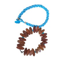 Boho Beaded Bracelets Set Wood Beads Turquoise Accents Beachy Style