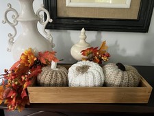 Autumn Pumpkin Set of 3 Crochet Handmade Hygge Autumn Fall Farm Thanksgv Decor