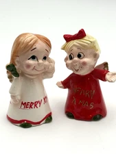 Vintage MCM Kreiss Christmas  Children Angels salt and Peppers shakers