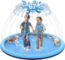 67 Inch Non-Slip Splash Pad for Kids and Dog, Thicken Sprinkler Pool Summer Outd