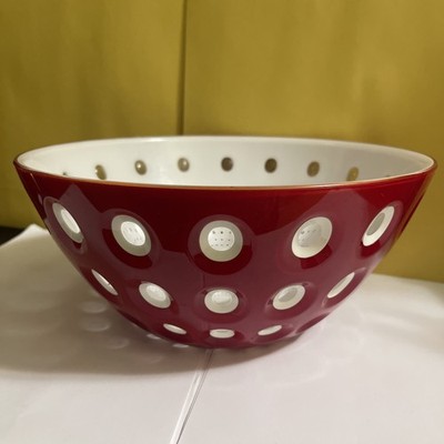  Guzzini Le Murrine Post Modernist Red & White Acrylic Bowl 9 3/4''