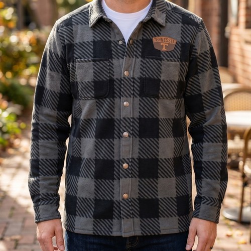 Rivalry Threads Tennessee Volunteers Fleece Plaid Shirt Jacket Grey Black Mens