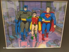 SUPERMAN, BATMAN & ROBIN WARNER BROS. ANIMATION SERICEL FRAMED Animated