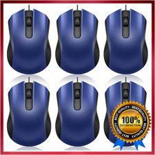 6 Pack Wired USB Mouse 3-Button Optical Computer Mice Bulk for PC Laptop Office