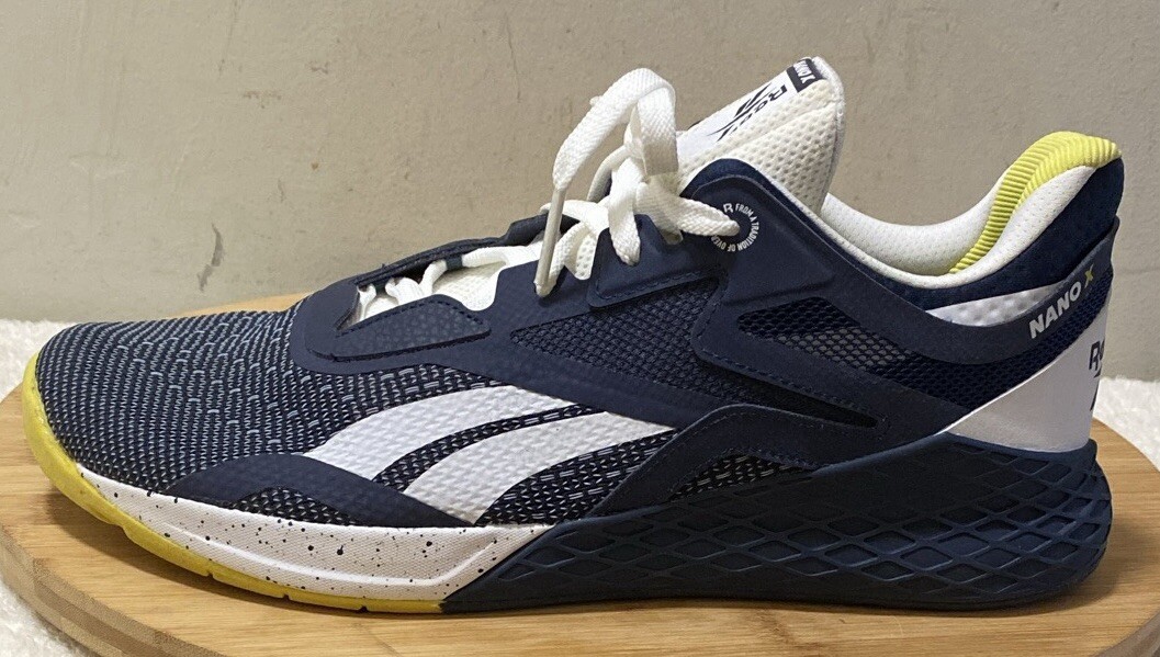 Women’s Size 10.5 Reebok Nano X Cross Trainer Shoes White Blue Yellow Flat