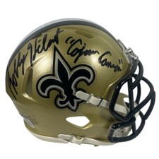 Bobby Hebert Signed Saints Speed Mini Helmet Cajun Cannon Beckett Wit BAS COA
