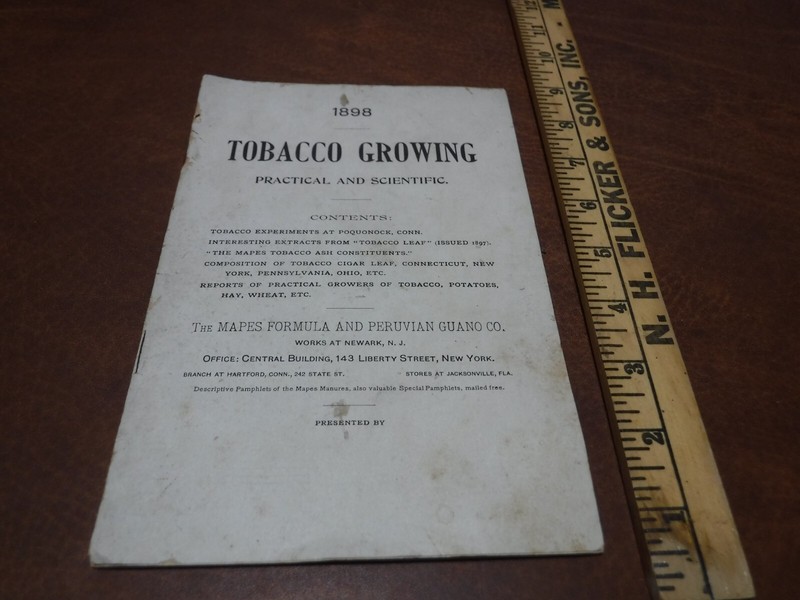 1898 Tobacco Growing booklet -24 pages - The Mapes Formula and Peruvian Guano Co