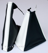 Schaltsack + Handbremssack passend für OPEL ZAFIRA A Bj.99-05 Leder Weiß-Schwarz