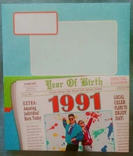 1991, "Year Of Birth", (1) Leanin' Tree Birthday Card, New With (1) Envelope