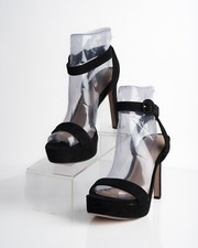 Veronica Beard Womens Black Suede Platform Sandals Heels Pumps US 6.5 EU 36.5