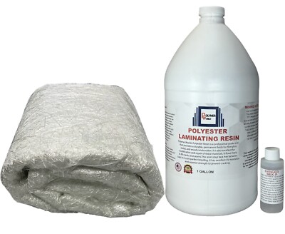 Polyester Resin 1 Gal  .75x50x10 Yard Chopped Strand Mat, Boats Auto Rv Canoes