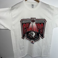Vintage 1999 Buffalo Sabres NHL Eastern Conference Champions White Tshirt Large
