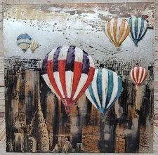 Hand Made Detailed Museum Quality Air Balloon 3-D Wall Mount Painting Artwork NR
