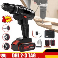 Akkuschrauber +Bohrschrauber 48V+ Akku+Ladegerät+Schlagbohr Funktion Matrix DE