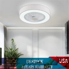 22'' Modern LED Ceiling Fan Light Flush Mount Dimmable Chandelier Lamp w/ Remote
