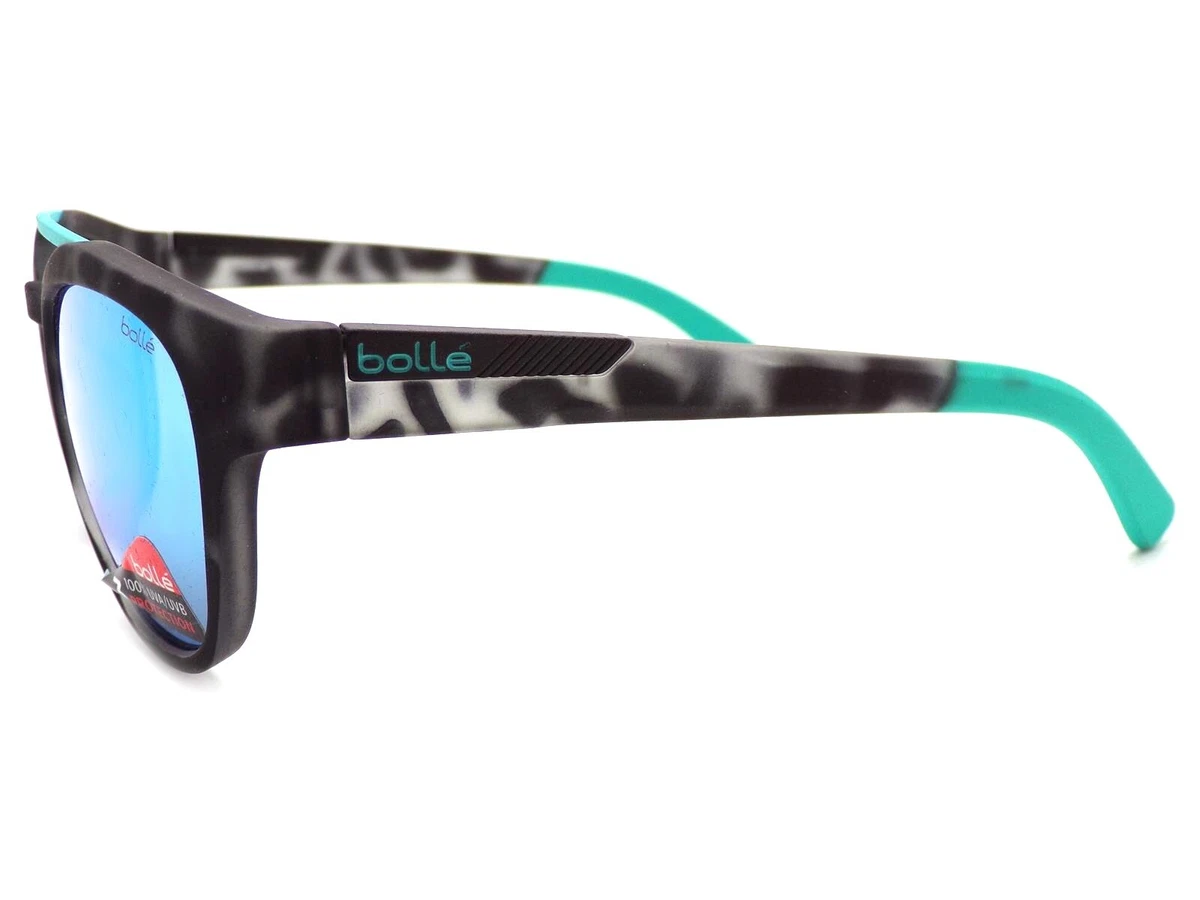 Bolle Boxton Sonnenbrille Gummi Schwarz Landschildkröte Mit Tns Eisblau Linsen