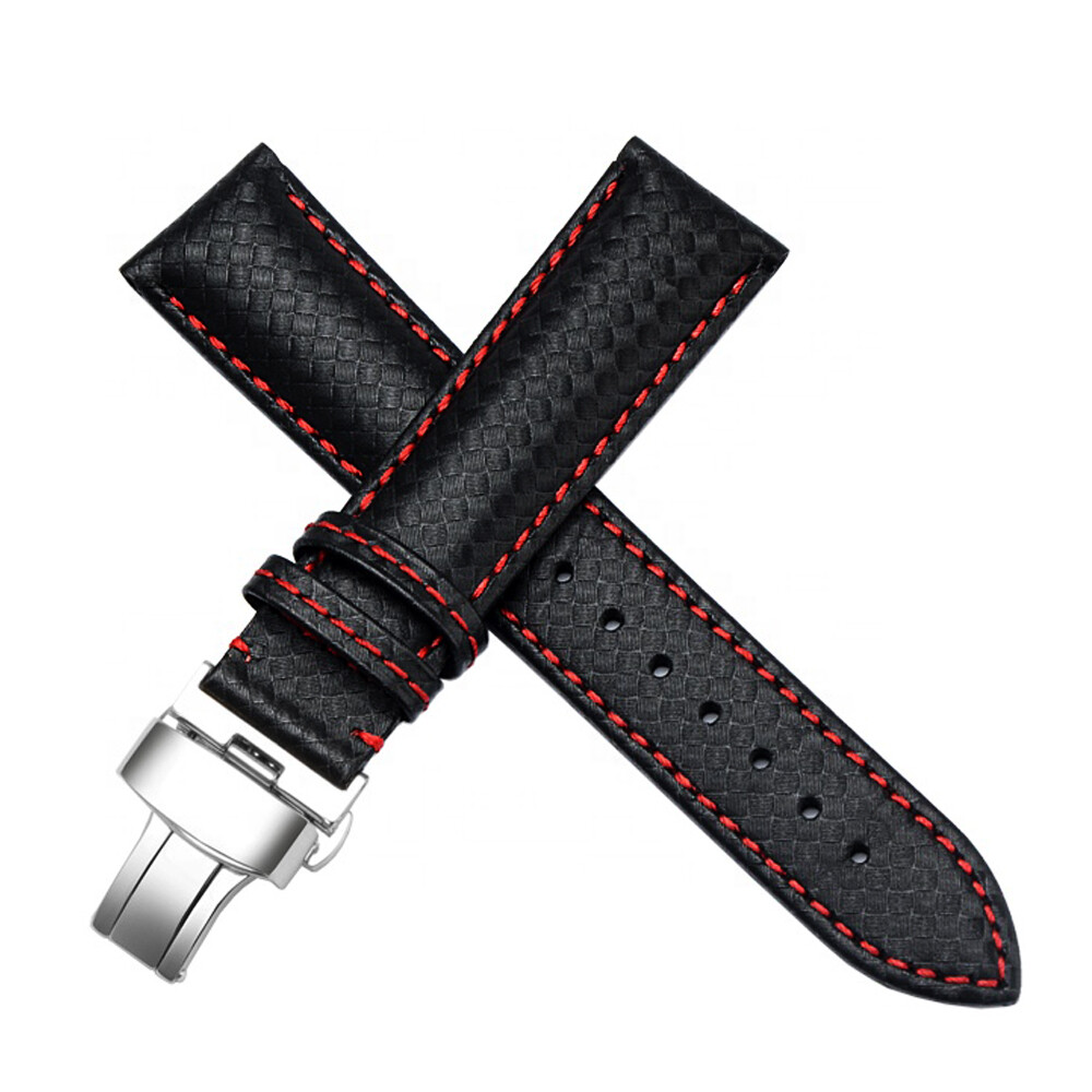 21mm Carbon Fiber Leather Watch Bands Strap For Tag Heuer