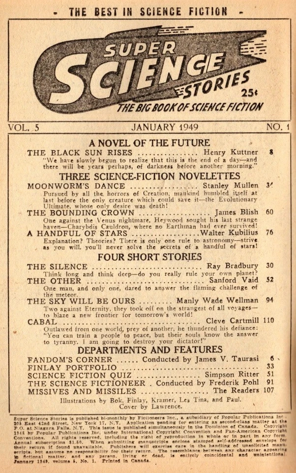 Super Science Stories January 1949, Vol 5 No 1, Scarce Sci Fi Pulp - Image 3 of 4