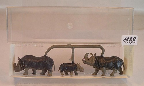 Caja de figuras Merten H0 760 rinocerontes africanos embalaje original #1888 | Zustand: Gebraucht