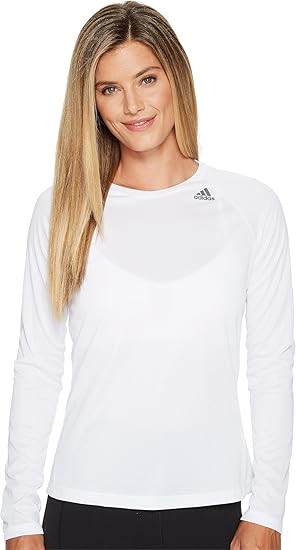Adidas Womens White designed-2-move Long Sleeve Shirt Large New NWT Fall Gym
