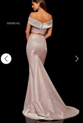 Sherri Hill Long Prom 2-Piece Gown with Skirt 52757 Size 6 Glitter Silver  New | eBay