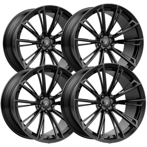 (Set of 4) Staggered-Asanti ABL30 Corona 20" 5x120 +35mm Gloss Black Wheels Rims