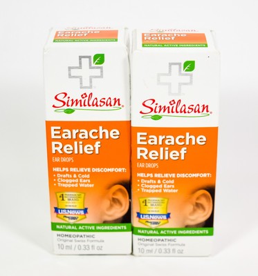 2 Similasan EARACHE RELIEF Ear Drops Homeopathic 10ml clogged water NIB 01/2026