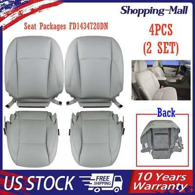 FOR 2007-2012 LEXUS ES350 GRAY DRIVER+PASSENGER BOTTOM+TOP PERFORATED SEAT COVER