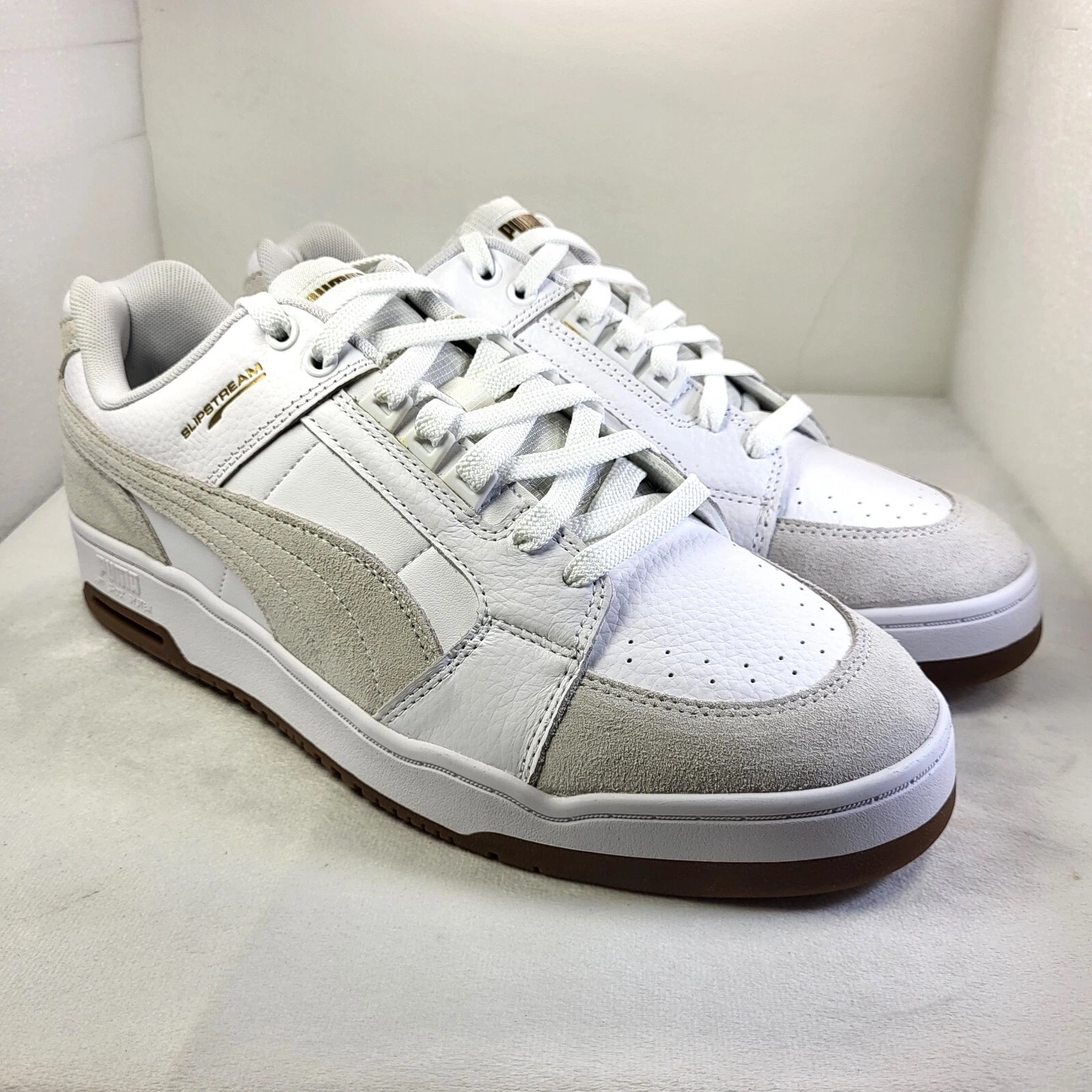 PUMA Slipstream Scarpe da Ginnastica Uomo Pelle Bianco Grigio UK10.5 *NUOVE INUTILIZZATE* (X163)