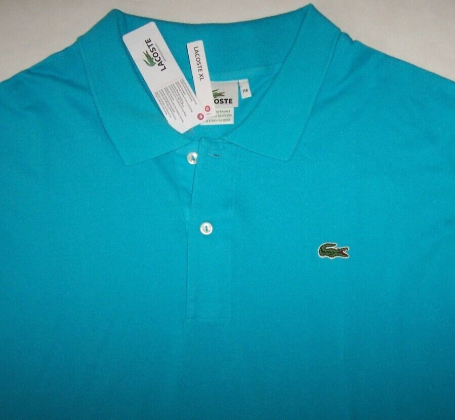 NWT Lacoste HAWAIIAN TURQUOISE BLUE Cotton Mesh Polo Shirt Men's 4XL CROC LOGO