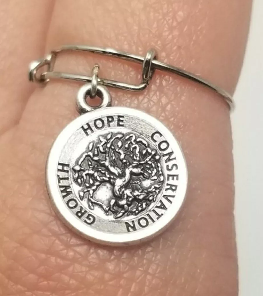 Alex and Ani TREE OF LIFE Expandable Wire Ring charm 925 Sterling Silver
