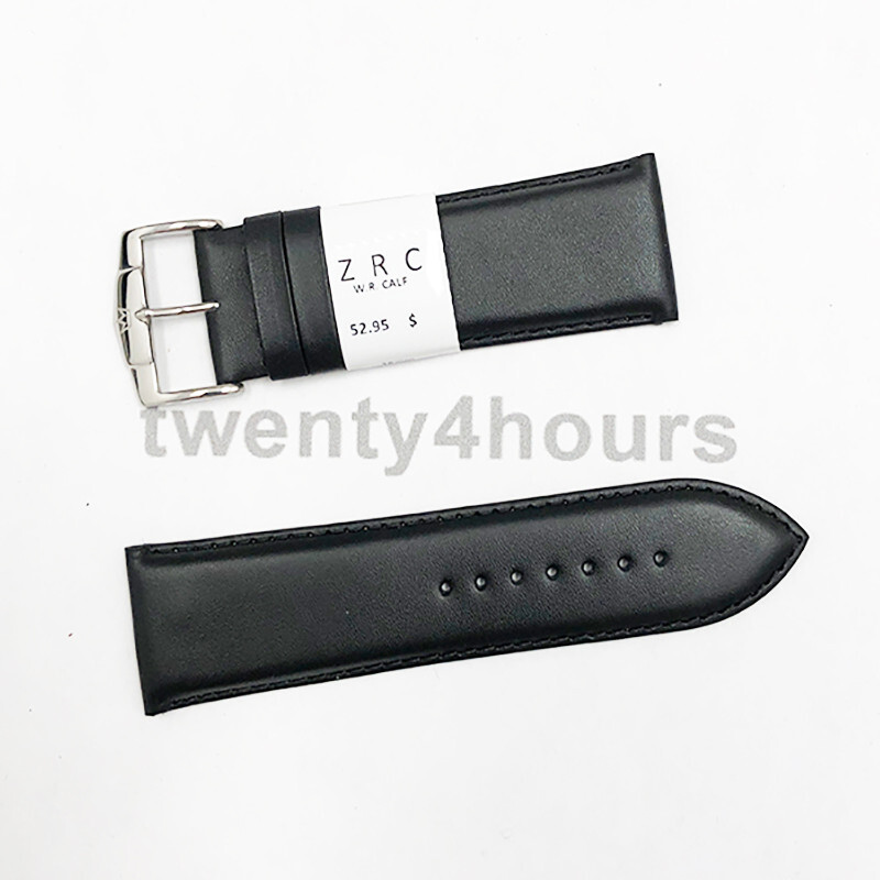 ZRC Genuine Calf Leather Watch Band 28MM in Black color with matched stitching